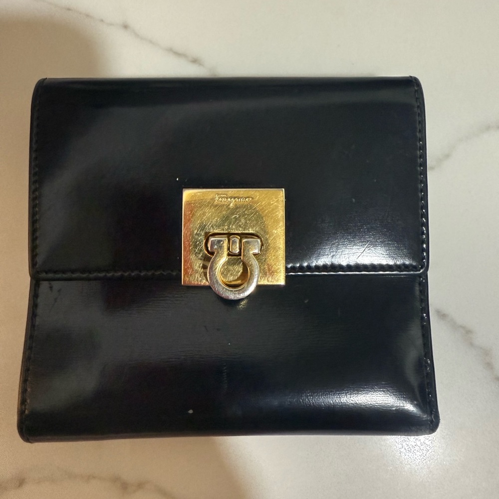 Authentic Salvatore‎ Ferragamo Vintage Black Leather Wallet made in Italy